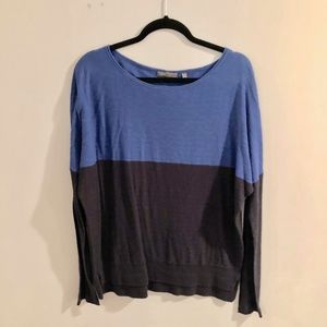 Vince Blue Color Block Cotton Sweater